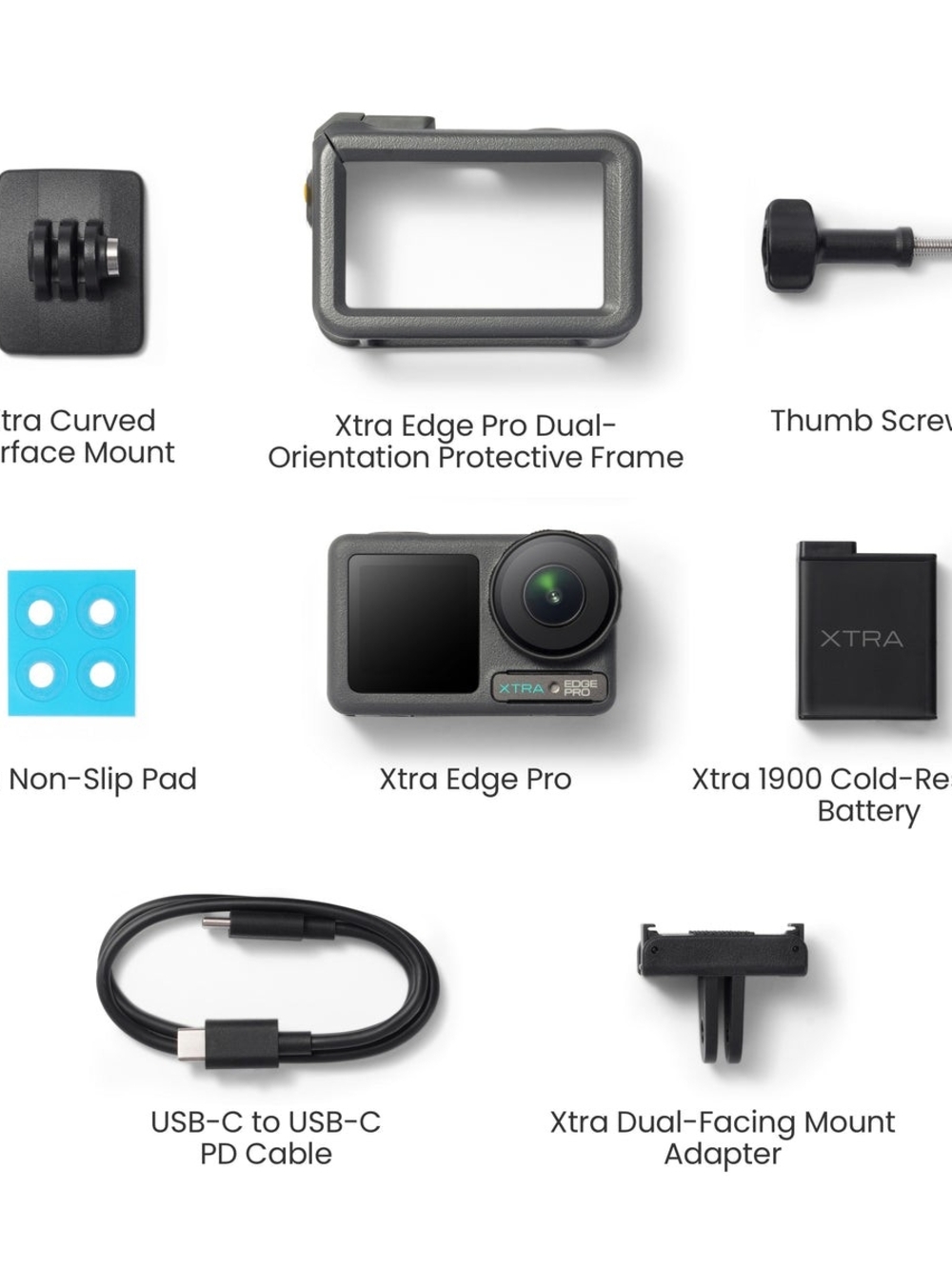 XTRA EDGE Pro Action Camera - 1/1.3" Sensor, 65ft Waterproof, 216-Min Battery